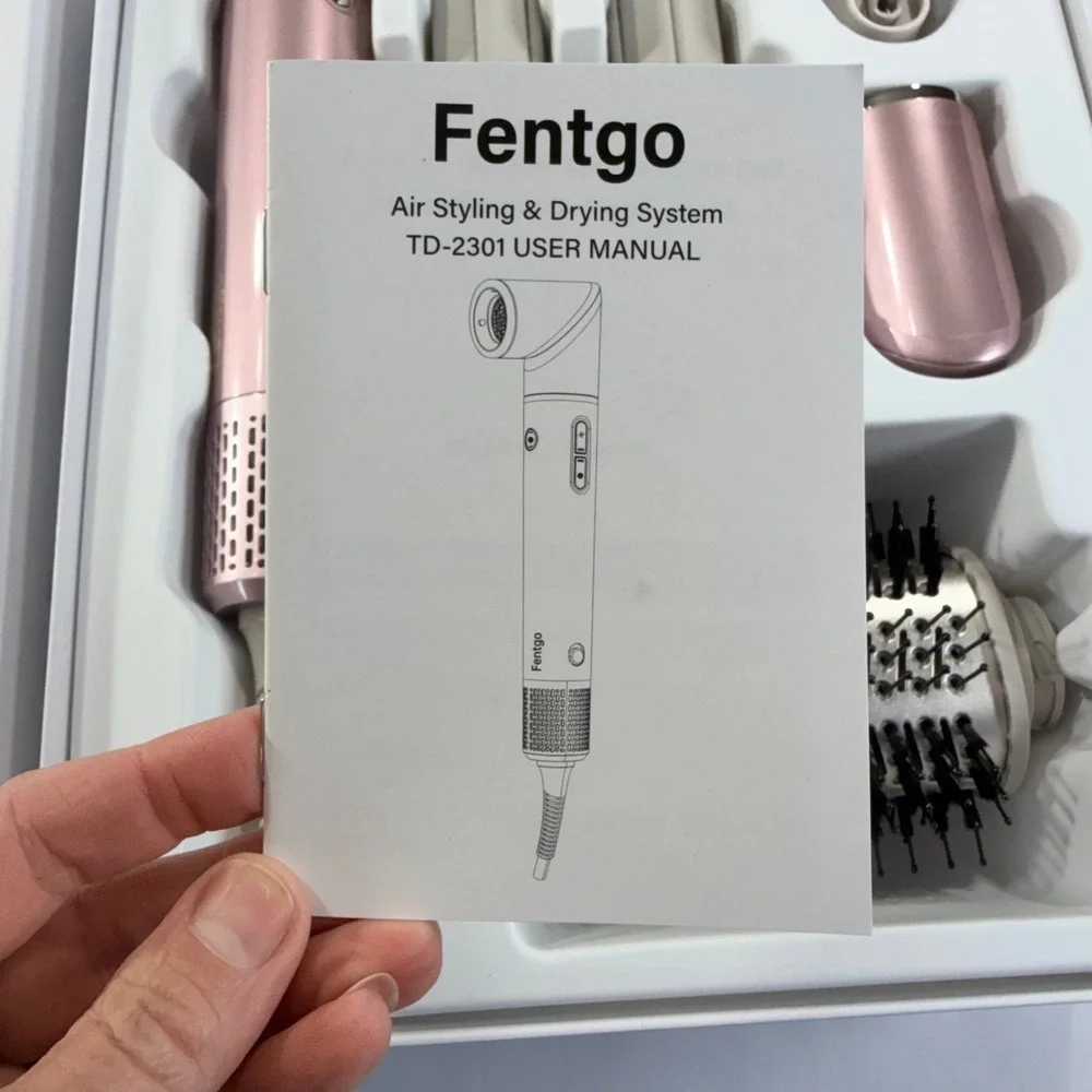 NEW Fentgo Air Styling & Drying System 5-in-1 Multi-Styler Pink Gold TD-2301